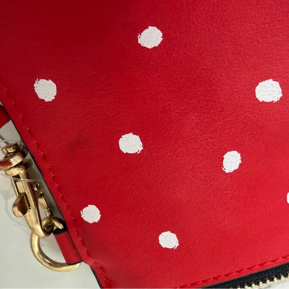 Aldo red and white polka dot wearable wristlet clutch bag vegan faux leather - Picture 10 of 11